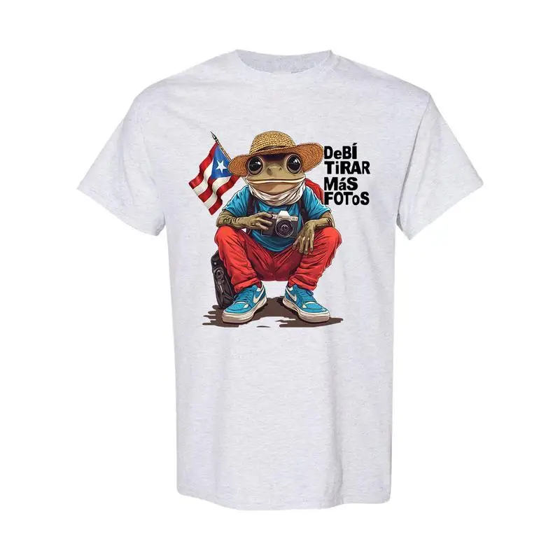 

"Puerto Rico Flag T-Shirt. Women Men Frog Photographer Graphic Tee. Debí Tirar Más Fotos Print. Puerto Rican Gift. Traveler Top.