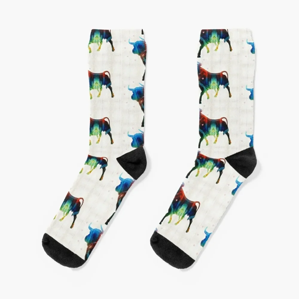 

Bull Art Print - Love A Bull 2 - By Sharon Cummings Socks loose Climbing anti-slip fashionable Ladies Socks Men's