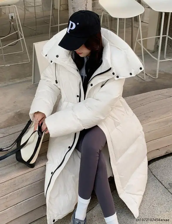 

Winter Hooded Long Parkas Women Thick Cotton Snow Wear Overcoat Thicken Warm Side Split Jackets New Loose Cotton Padded Chaqueta