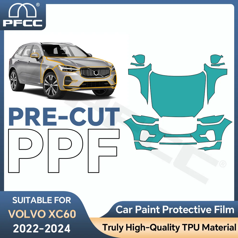 For Volvo XC60 2022-2024 9mil Clear Self-Healing Paint Protection Film PPF Transparent Car Wrap Vinyl Anti-Scratch Cover