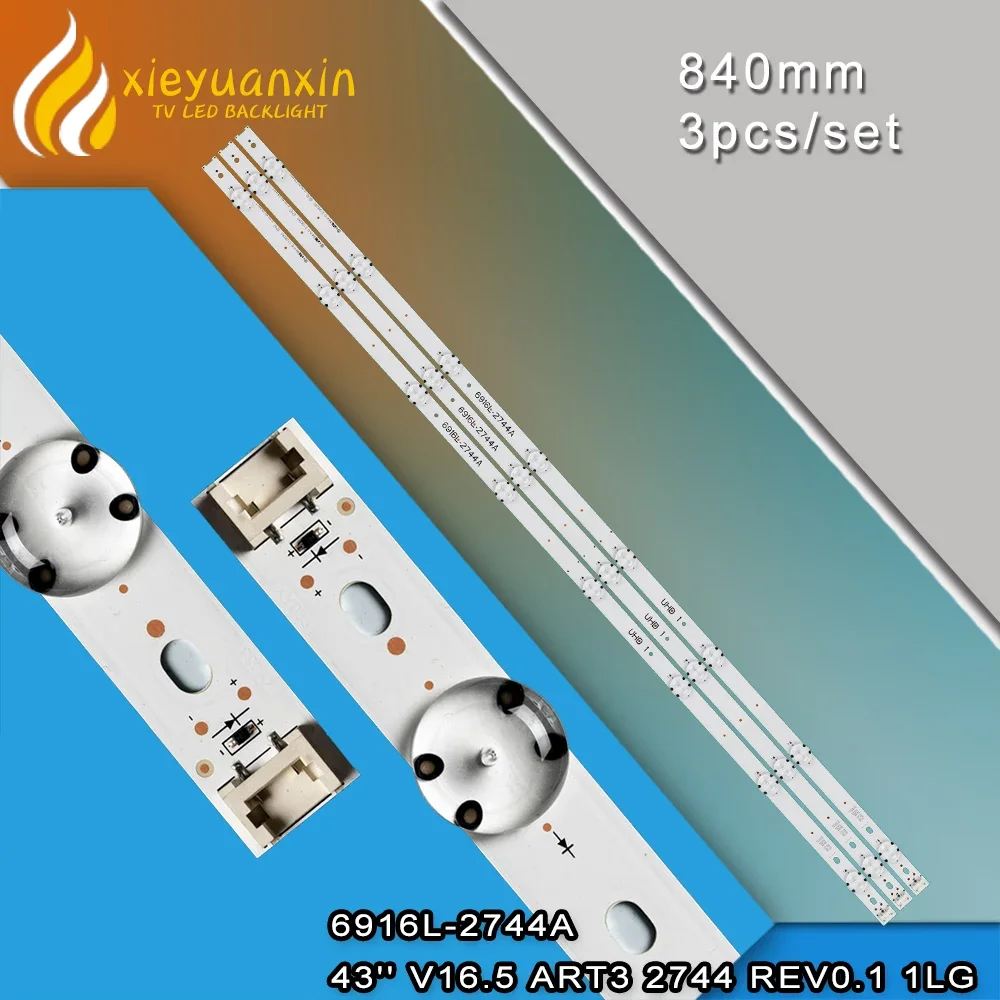 Фонарь для подсветки, 43 дюйма, CSP, 8 светодиодов, 43 дюйма, V16.5, ART3 2744, 6916L-2744A, UHD, 43UH620V, 43UH603V, 43UH610A, 43UH6100, 43UH610T