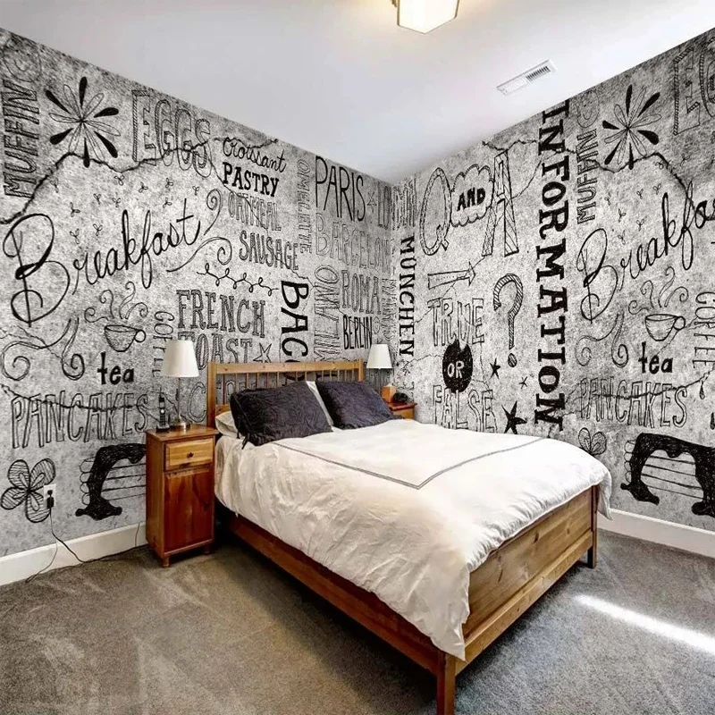 Custom 3D Photo English Alphabet Graffiti Wall Mural for Bedroom Living Room TV Sofa Background Non-woven Relief Wallpaper