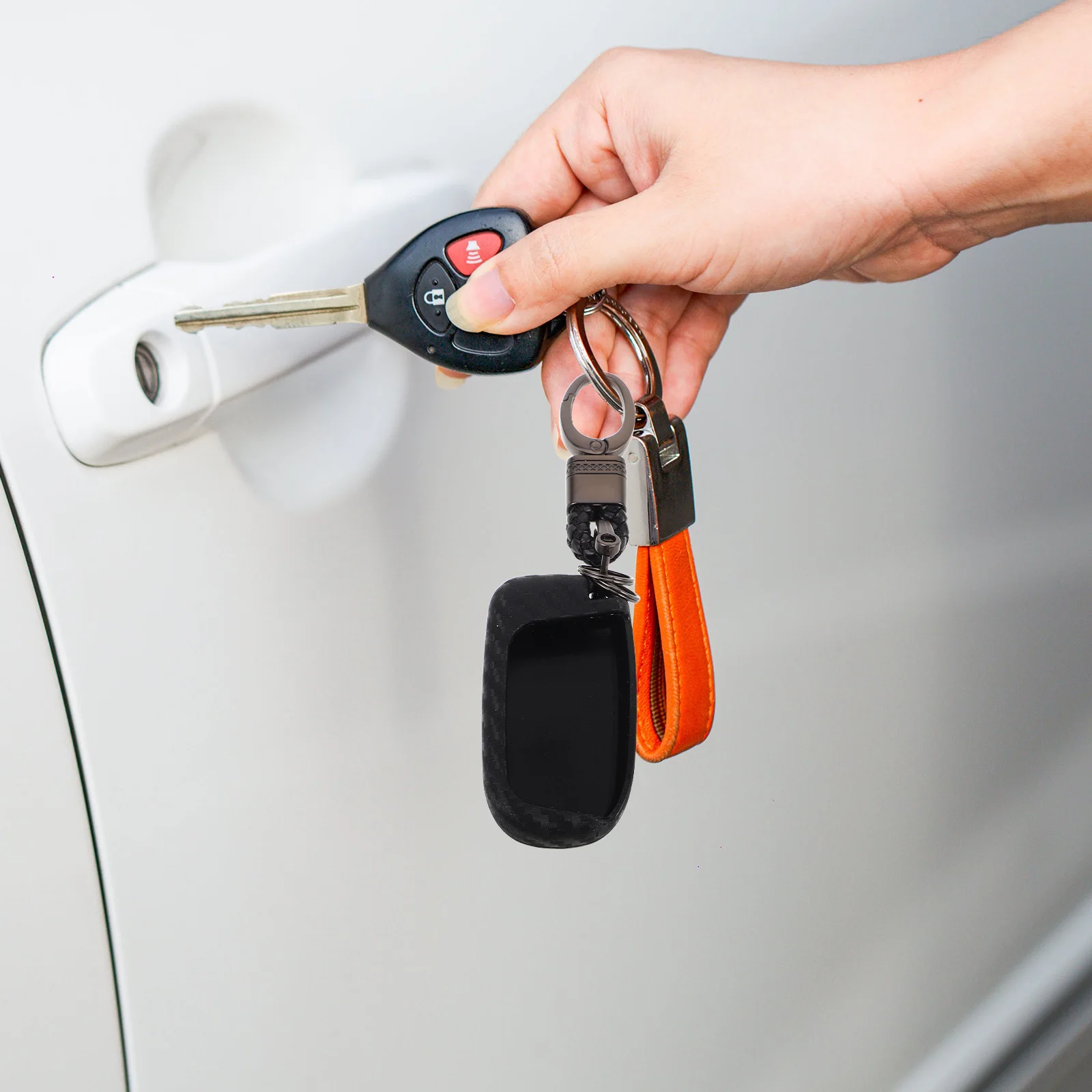 

Car Key Cover Silicone Carbon Fiber Texture Shockproof Case For Precision Cutouts Vehicle Accessories