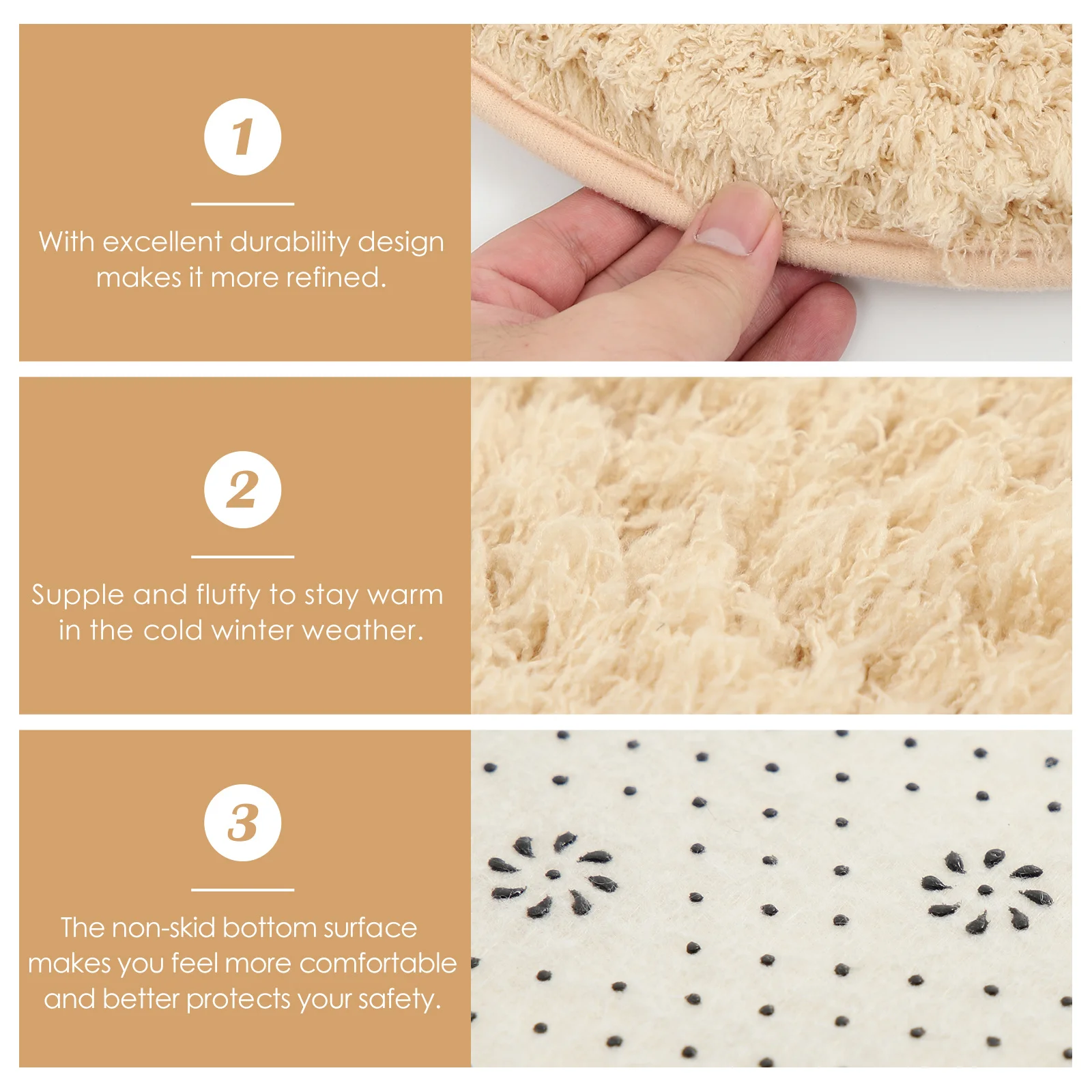 

Oval Sheepskin Floor Mat Premium Soft Non-Skid Entryway Rug for Bedroom Bathroom Decorative Household Ground Mat