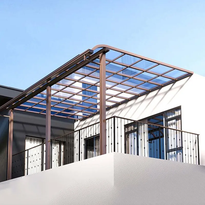 Luxury Rainproof Polycarbonate Roof Gazebo Aluminum Alloy Carport Awning Tent Outdoor Garden Villa Sunscreen Canopy Awnings