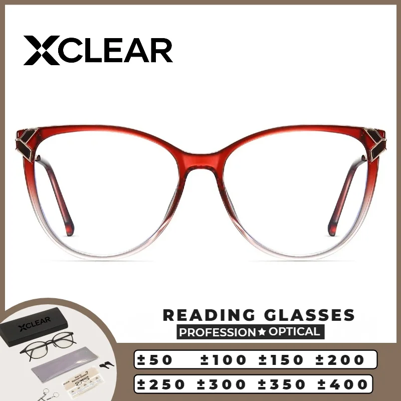

XCLEAR Fashion Oversize Frame Cat Eye Optical Anti Blue Ray Myopia Progressive Prescription Eyeglasses Reading Glasses