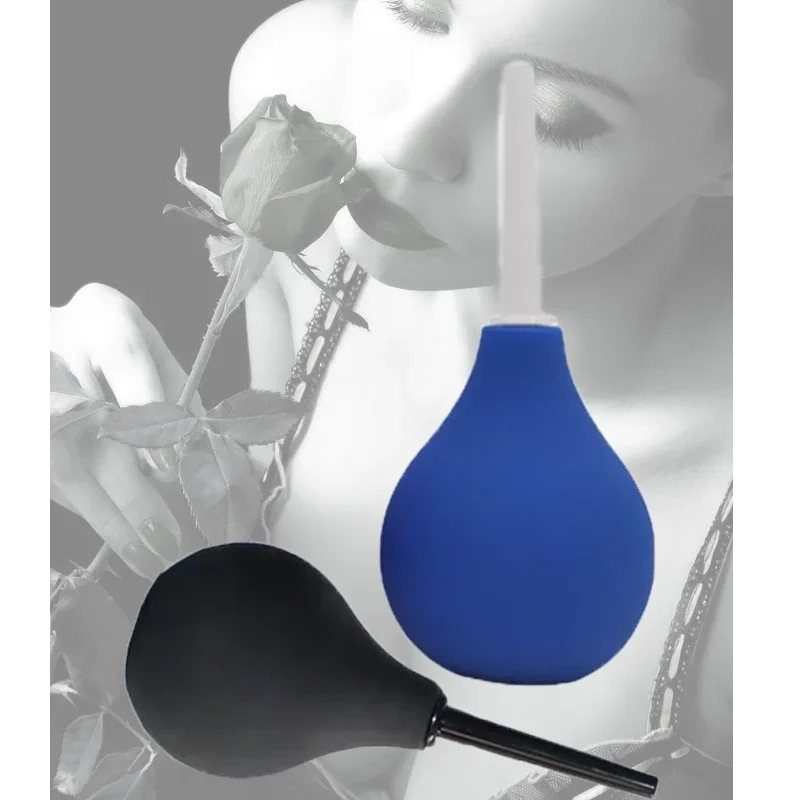 89mL Pear Shaped Enema Rectal Shower Cleaning System Silicone Gel Blue Ball For Anal Anus Colon Enema Anal Cleaning