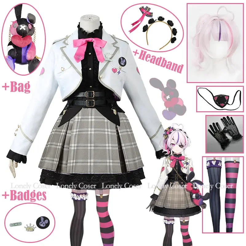 VTuber Maria Marionette Cosplay Costume Wig Maria Uniform Virtual YouTuber Socks Gloves Headband Eye Patch ILUNA Kyo Luca Selen