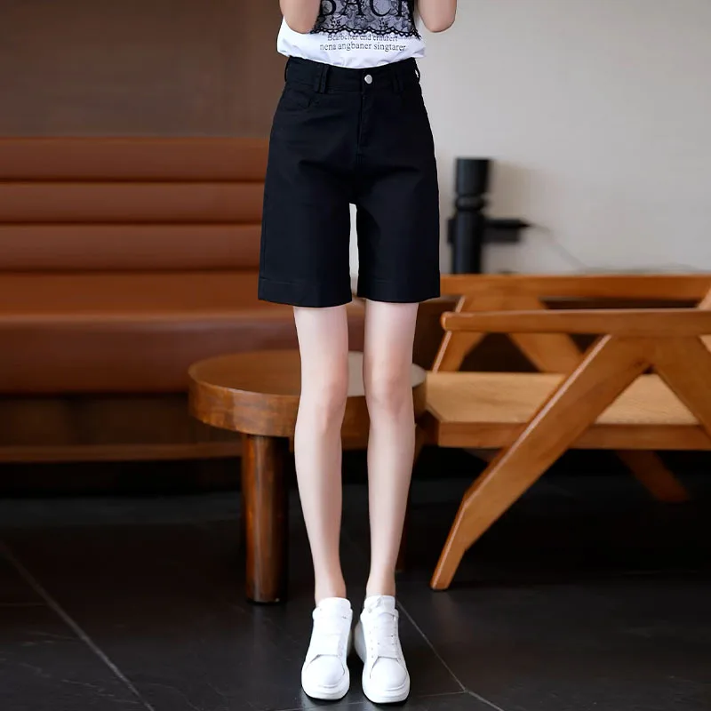 شورت دينم وردي للنساء صيفي رقيق مستقيم كاجوال متعدد الاستخدامات فضفاض واسع الساق بخمس نقاط #1