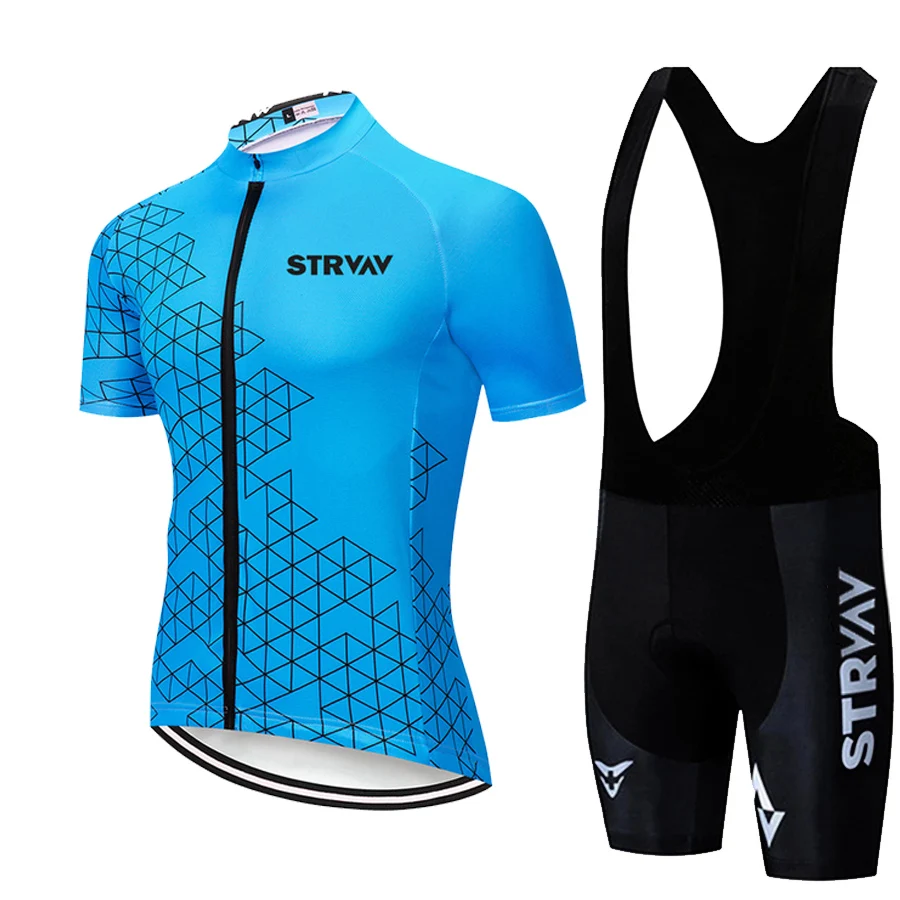 

STRVAV 2022 Men Short Sleeve Jersey Sets Ropa Ciclismo Hombre Summer Cycling Clothing Triathlon Bib Shorts Suit Bike Uniform