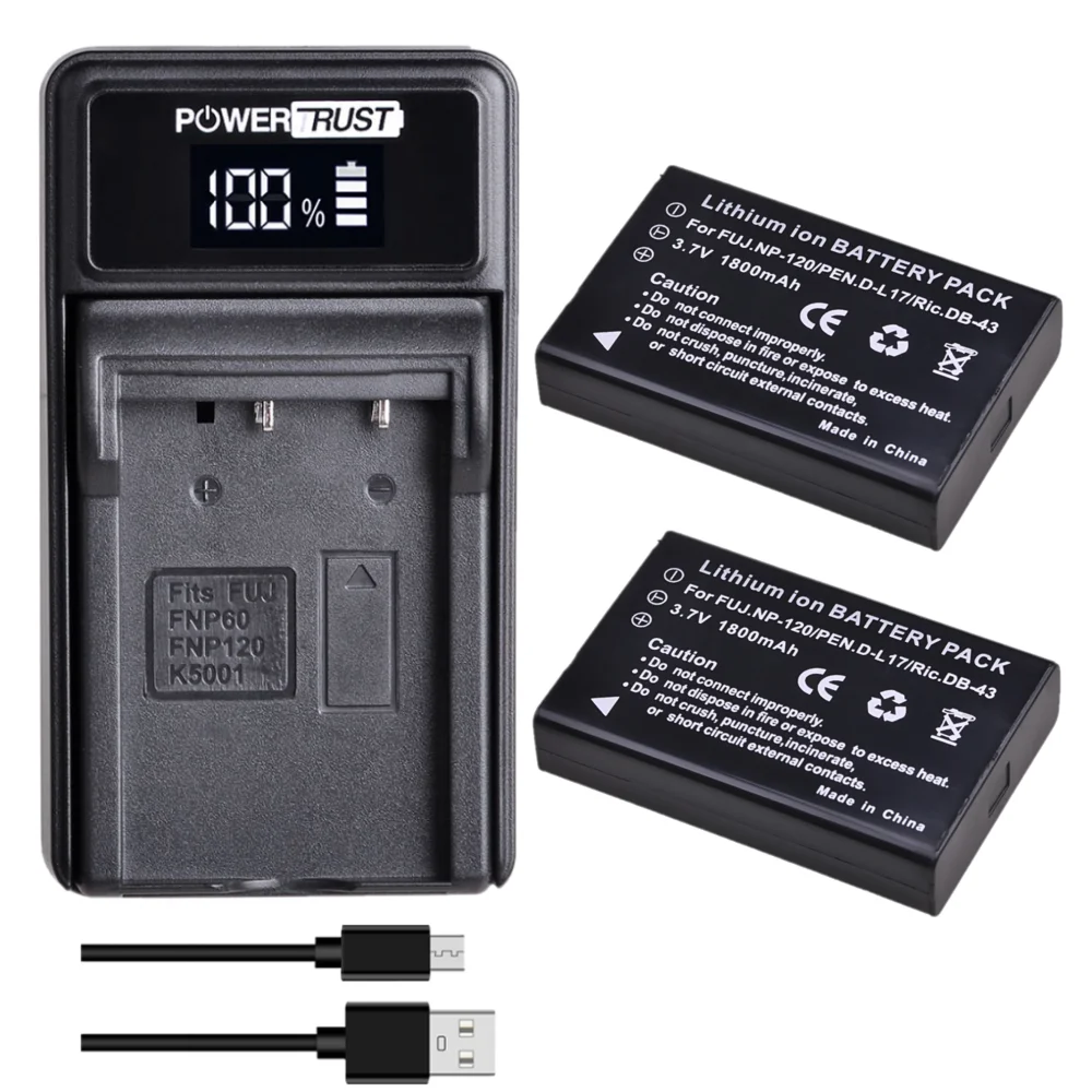 

1800mAh NP-120 Battery and Charger for Fujifilm FinePix 603, F10, F11, M603, RICOH Caplio 300G, 400G wide, 500G wide, 500SE, G3