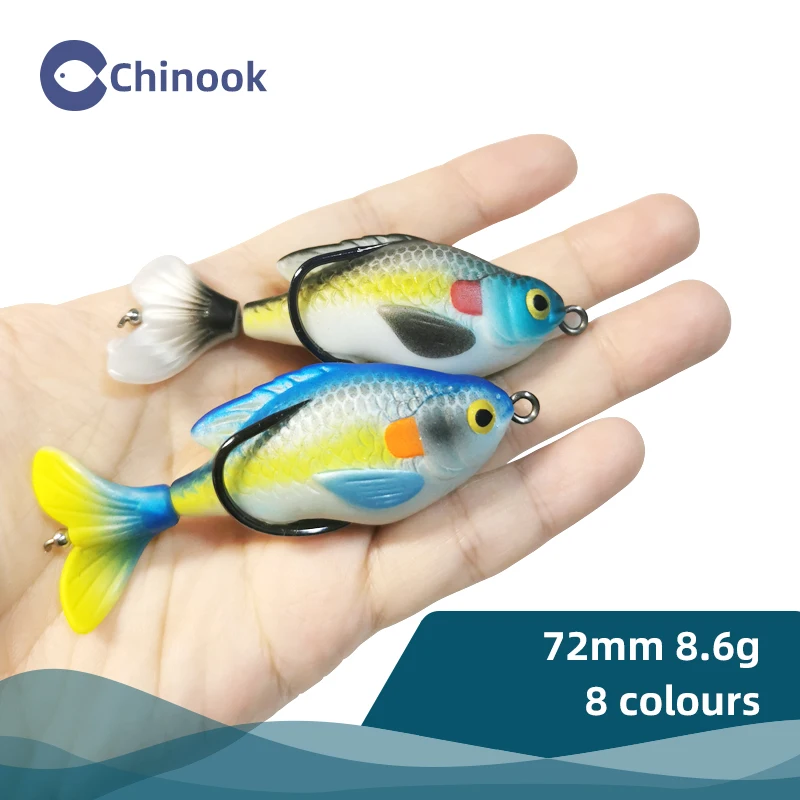 Chinook 1Pcs Propeller Spin Bait Fishing Lure 72mm 8.6g Topwater Fishing Frog Lure Artificial Bait small fish 3D Eyes Baits Bass