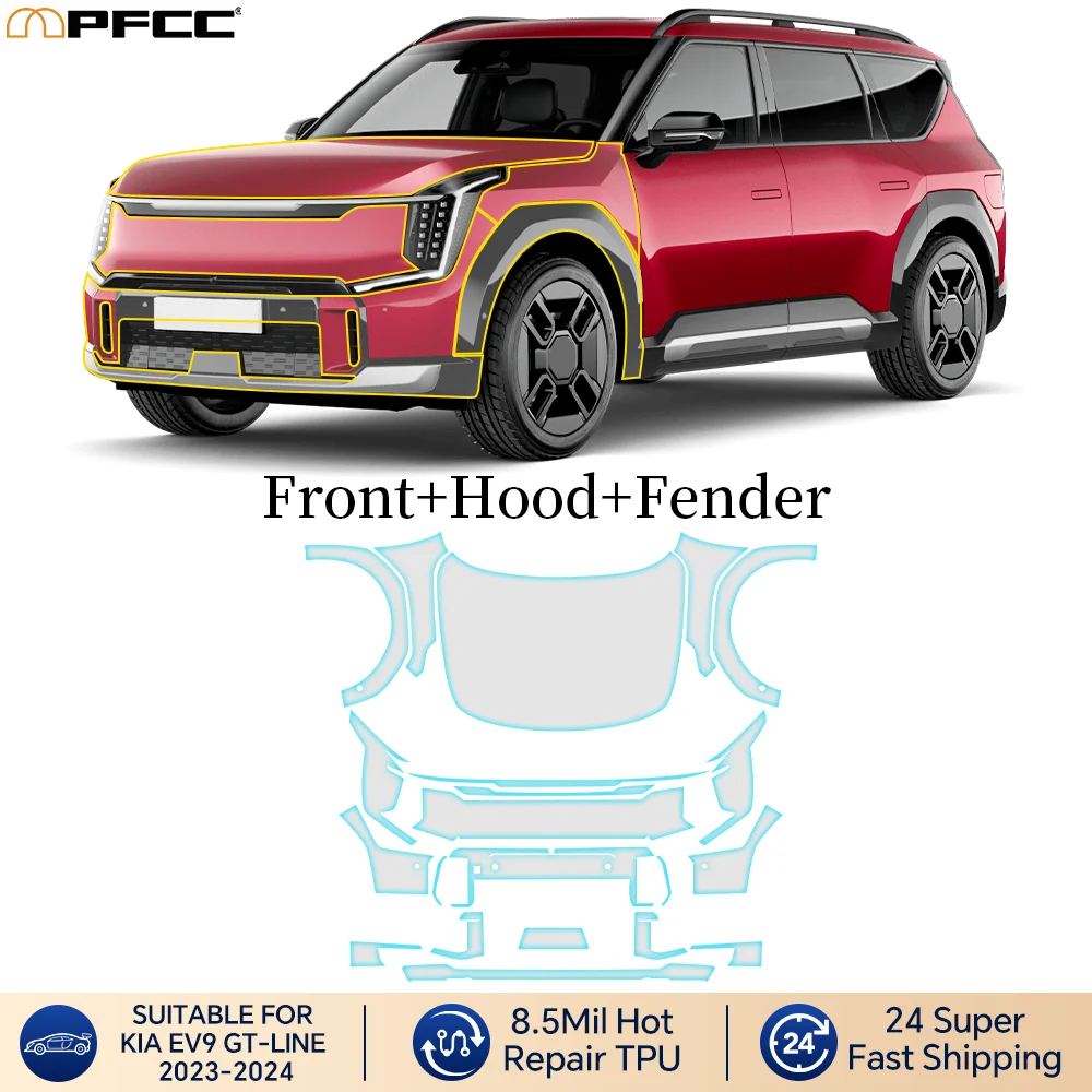 

For KIA EV9 GT-Line 2023-2024 PPF Car Film Precut Paint Protection Film Full Vehicle Anti-scratch Exterior TPU Transparent Set