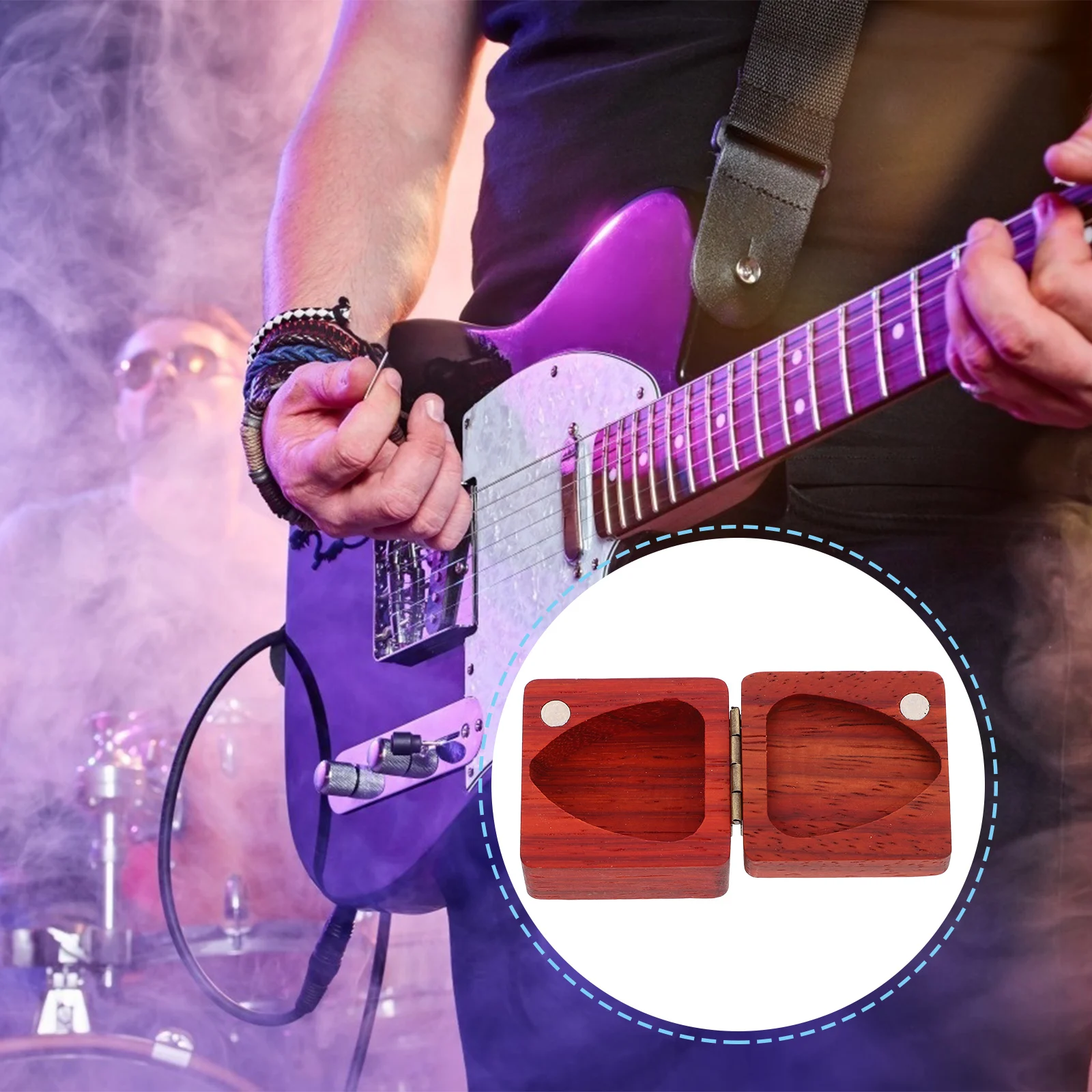 

Pick Storage Box Guitar Holder Engraved Case Collector Container Musical Instrument Plectrum