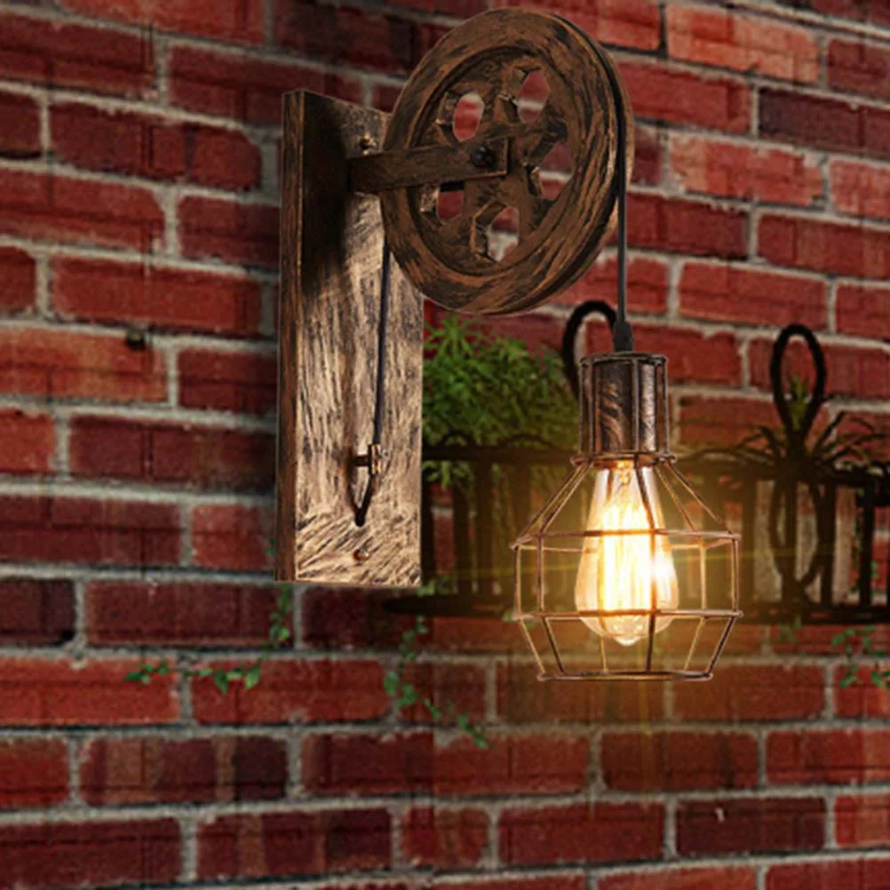 

Retro Wall Lamp Rust Color Metal Cage Light For Modern Interior Led Energy Saving Pendant Lighting Fixture For Bar