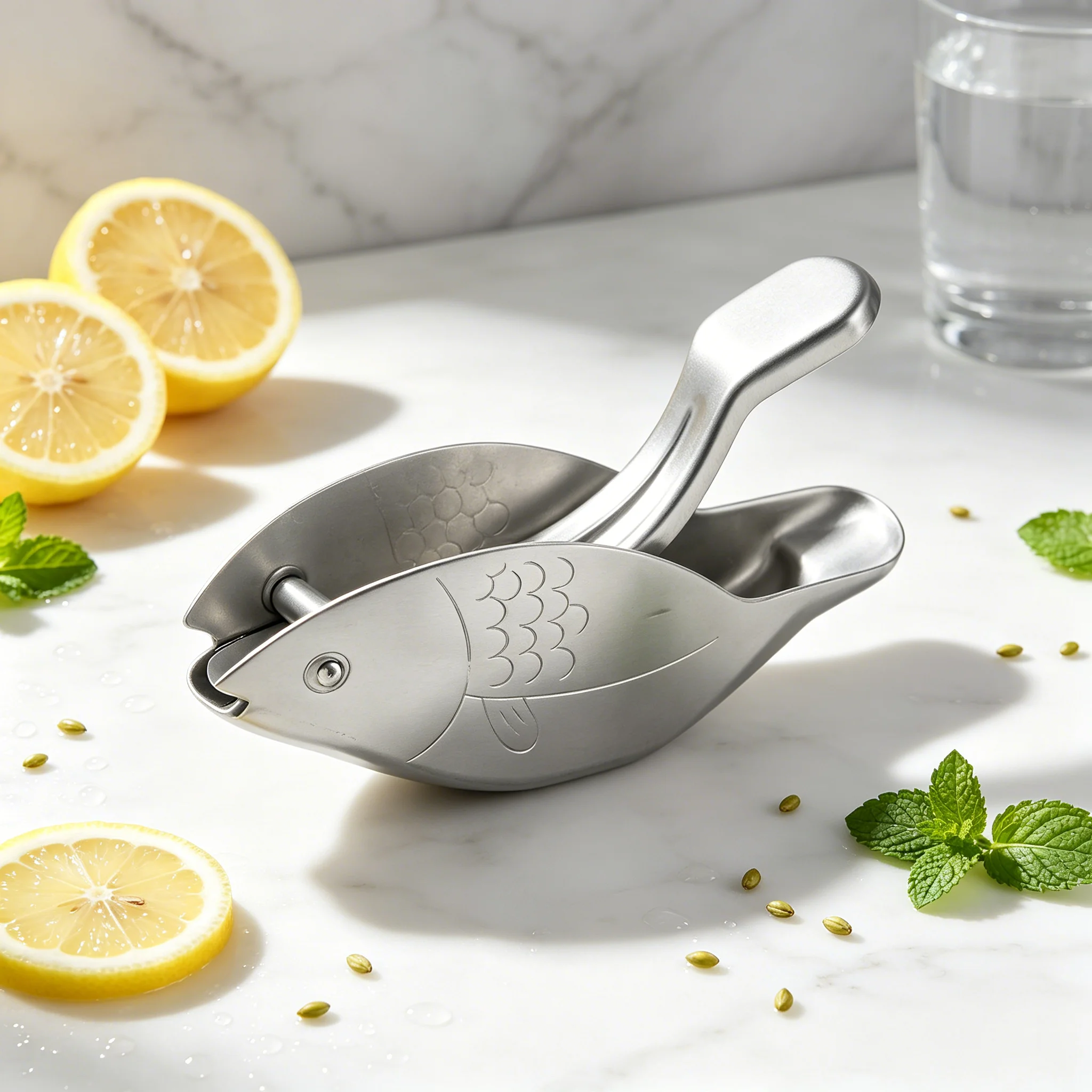 2Pc Stainless Steel Lemon Slice Squeezer Fish Shaped Hand Juicer Citrus Lime Orange Fruit Press Manual Juice Crusher