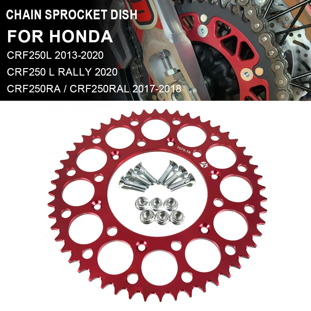 43T - 52T Chain Sprocket Tooth Plate Dish For Honda CRF250L RALLY CRF250RA CRF250RAL CRF 250 RALLY XR650L XR250 XR600 RM RN RP