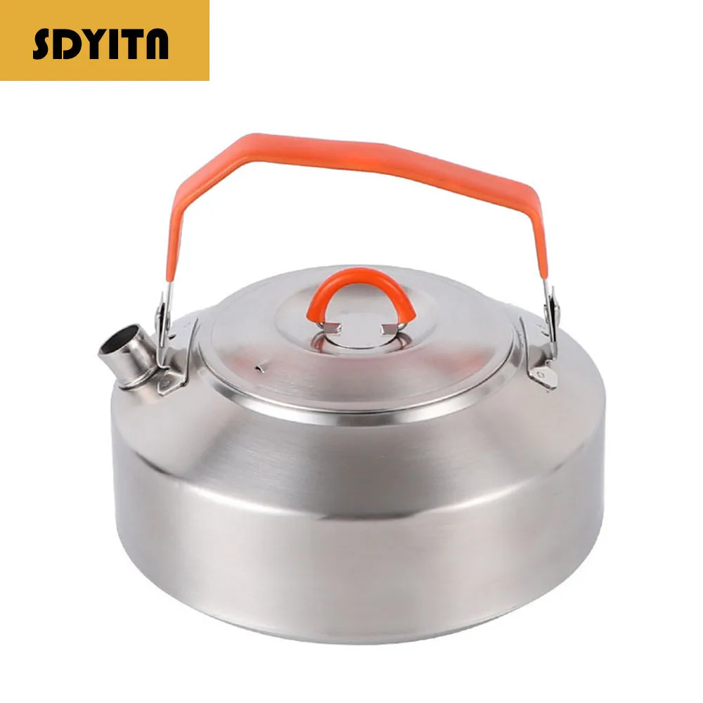 

Outdoor Stainless Steel Tea Kettle 1L Portable Camping Pot Set Travel Tea Kettle Set with Food-Grade 304 Stainless Steel Pot