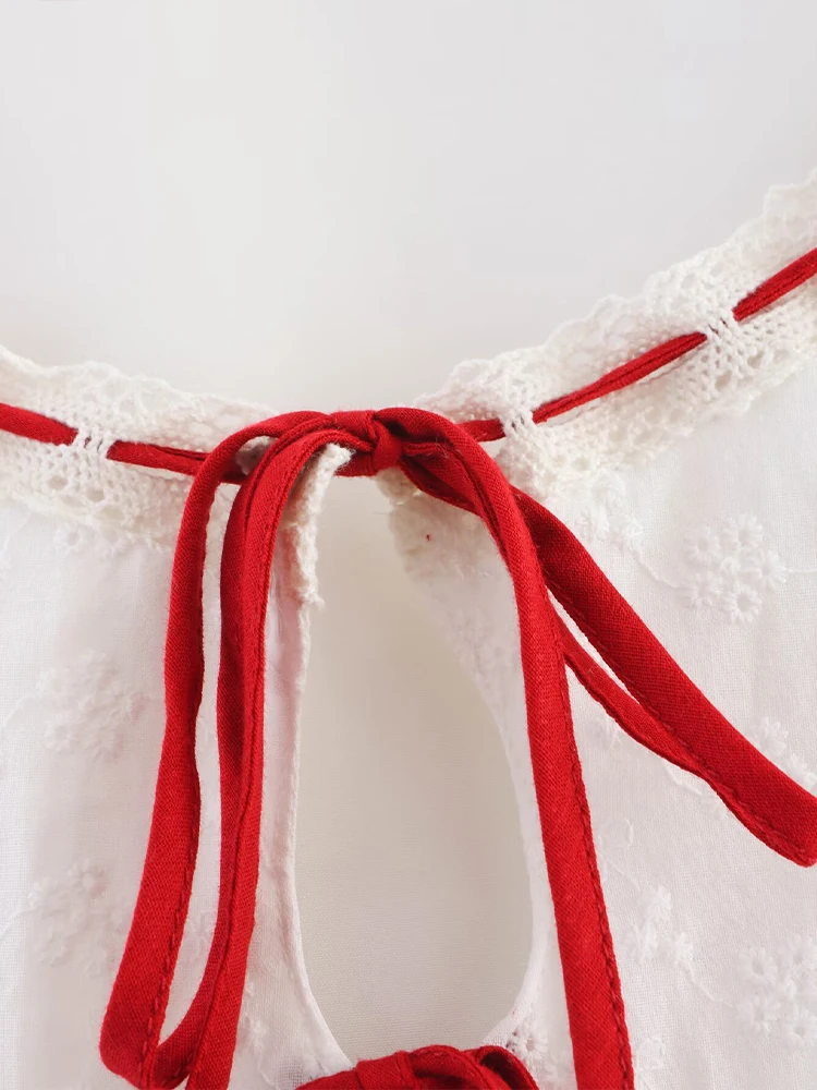 Sommer-Damenbekleidung im europäischen und amerikanischen Stil, neuer Stil, französische Mode, Temperament, Stickerei, Spitze, Spleißkleid