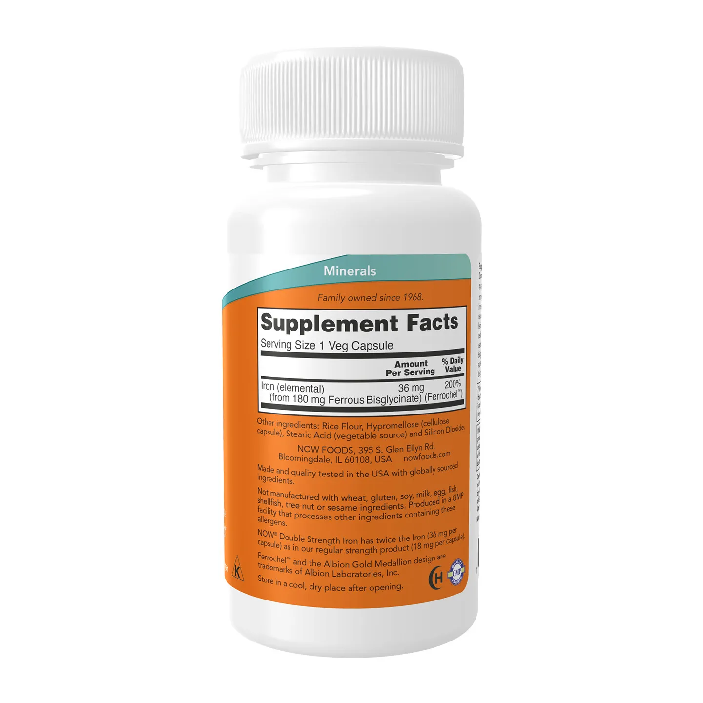 Efficient Iron Supplement, Ferrous Bisglycinate, Easily Absorbed, Gluten Free, GMO Free