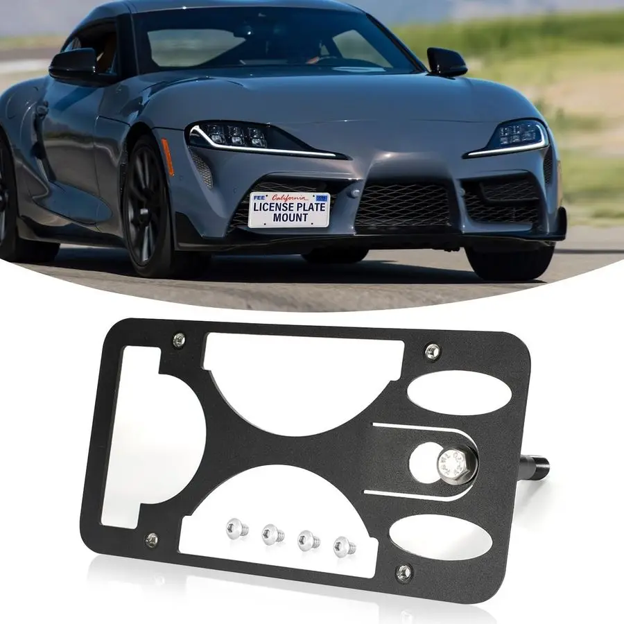 

Duty Front License Plate Holder Compatible with Toyota Supra 20202025 No Drill Tow Hook License Plate Frame Rattle Proof Replace