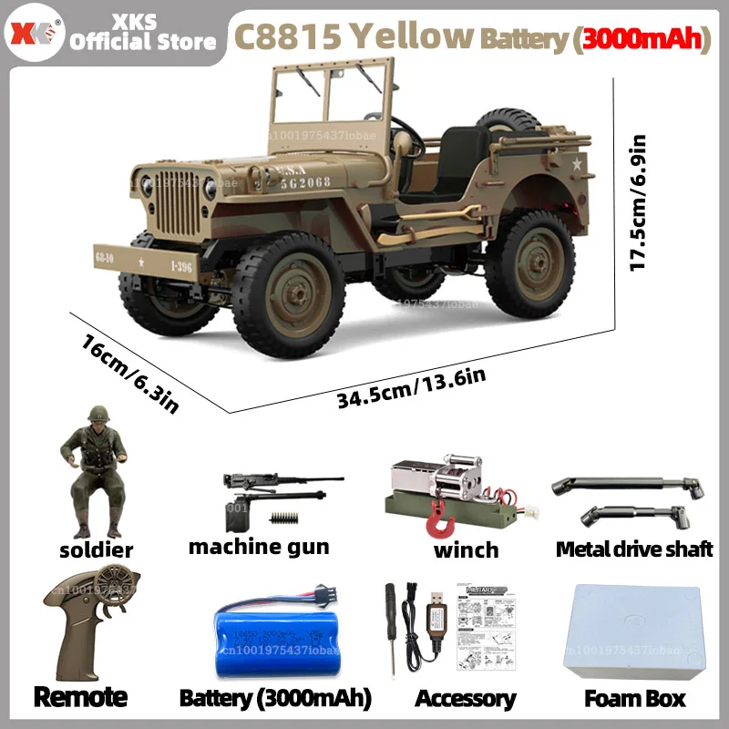 XKS JJRC C8815 1:10 Willys 1941MB schaal RC auto 2.4G 4WD afstandsbediening militair terreinwagen voor kinderen en volwassenen