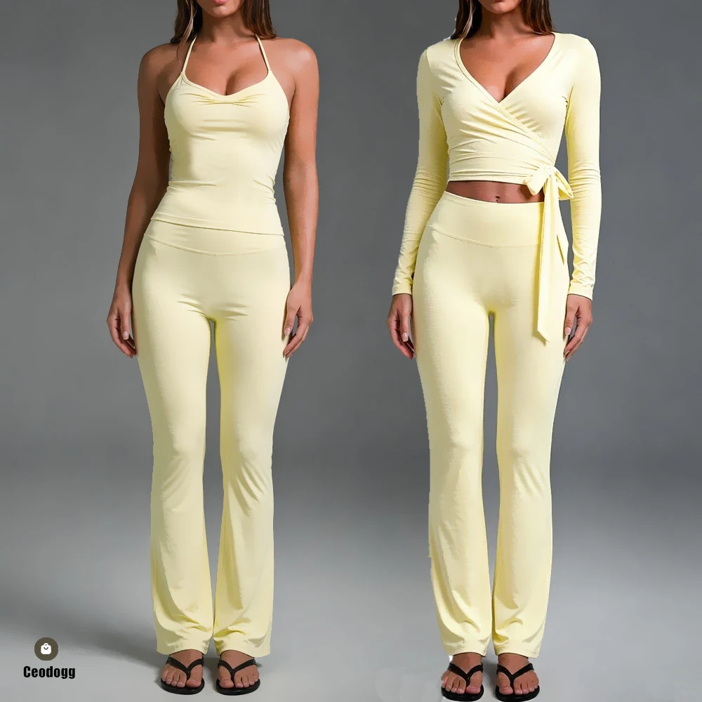 2/3PCS Gym Yoga Set Women Clothes Workout Outfits Fitness Sportswear Wide Leg Straight Pants Tracksuit Sports Tank Suit XP382
