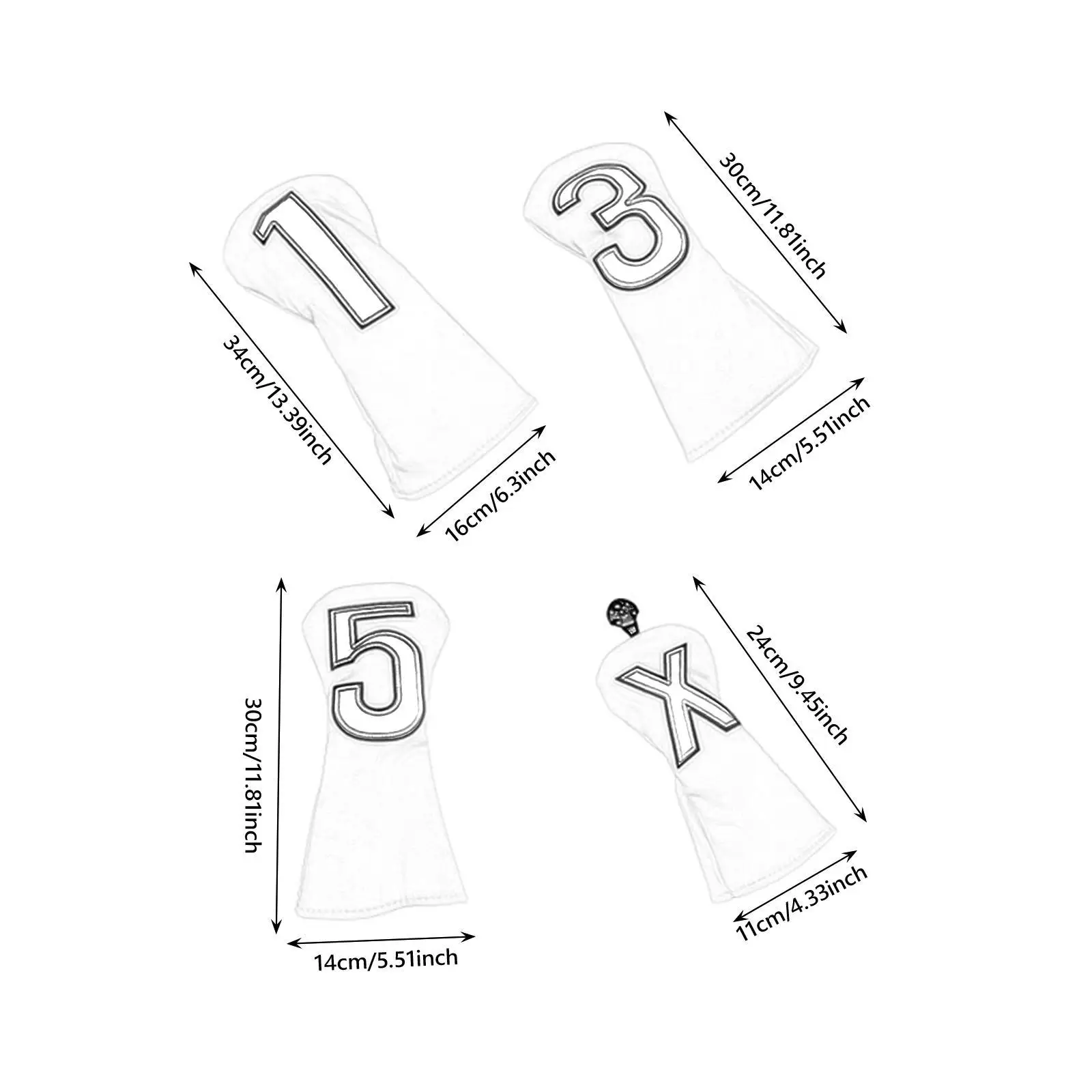 4 Holzschlägerhauben, Golfschlägerhauben aus Holz, 1, 3, 5, x Fashion Golf Training