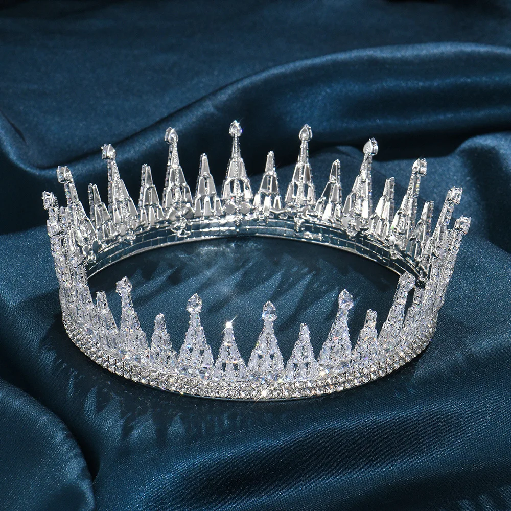 Crystal Crowns For Queen King Luxury Royal Round Bridal Tiara Crown For Pageant Diadem Party Prom Wedding Bride Headdress Corona