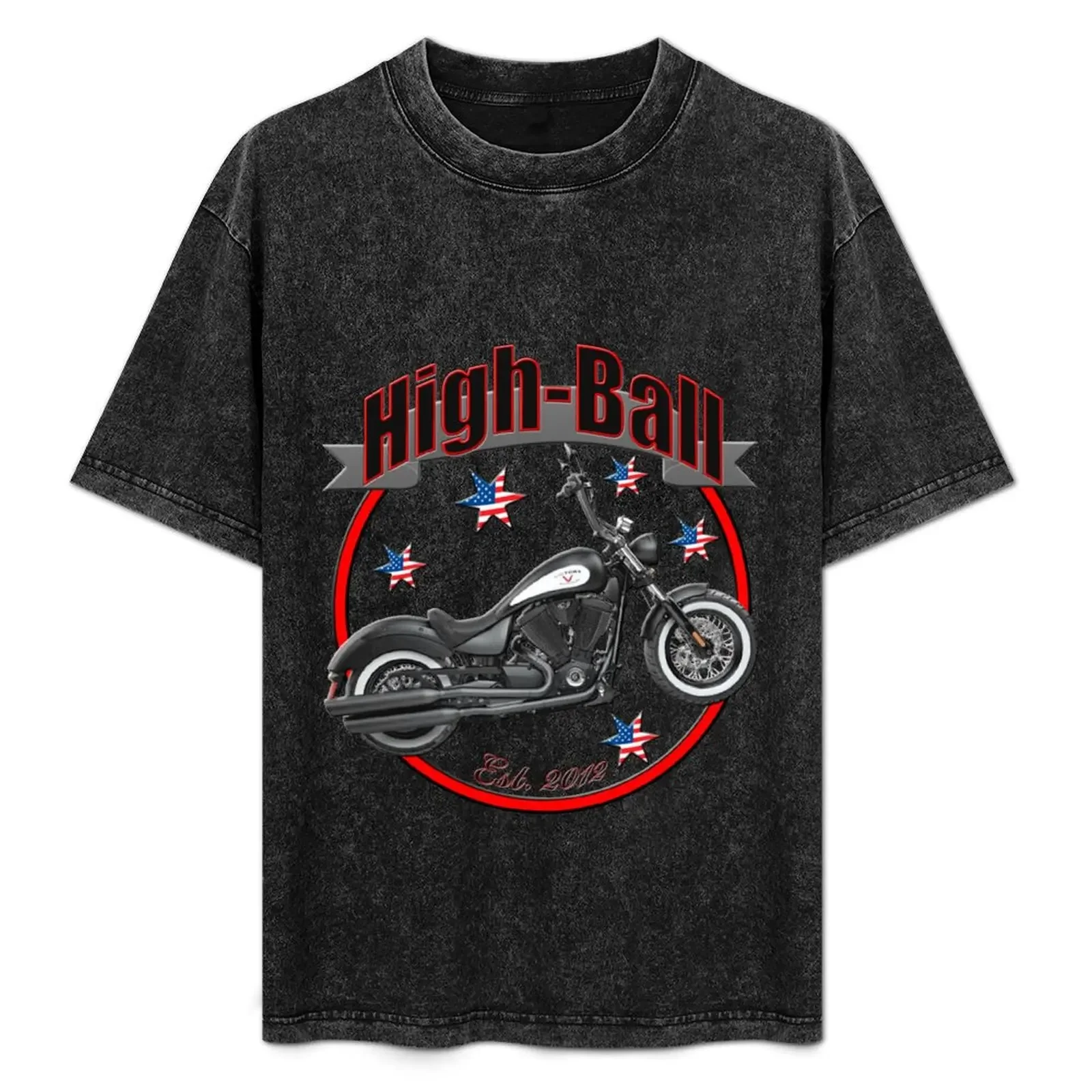 Victory High-Ball U.S.A. Star Motorcycle T-Shirt Plus Size Outdoor Casual Top