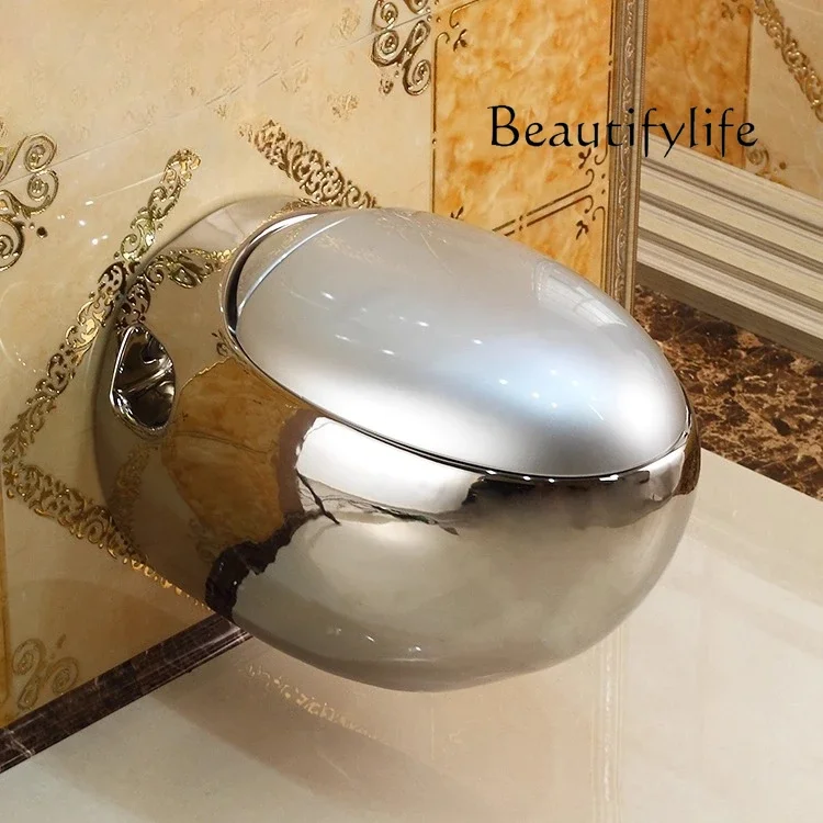N46 Silver wall-mounted toilet Small apartment Household wall-mounted hanging flush toilet Wall-mounted toilet