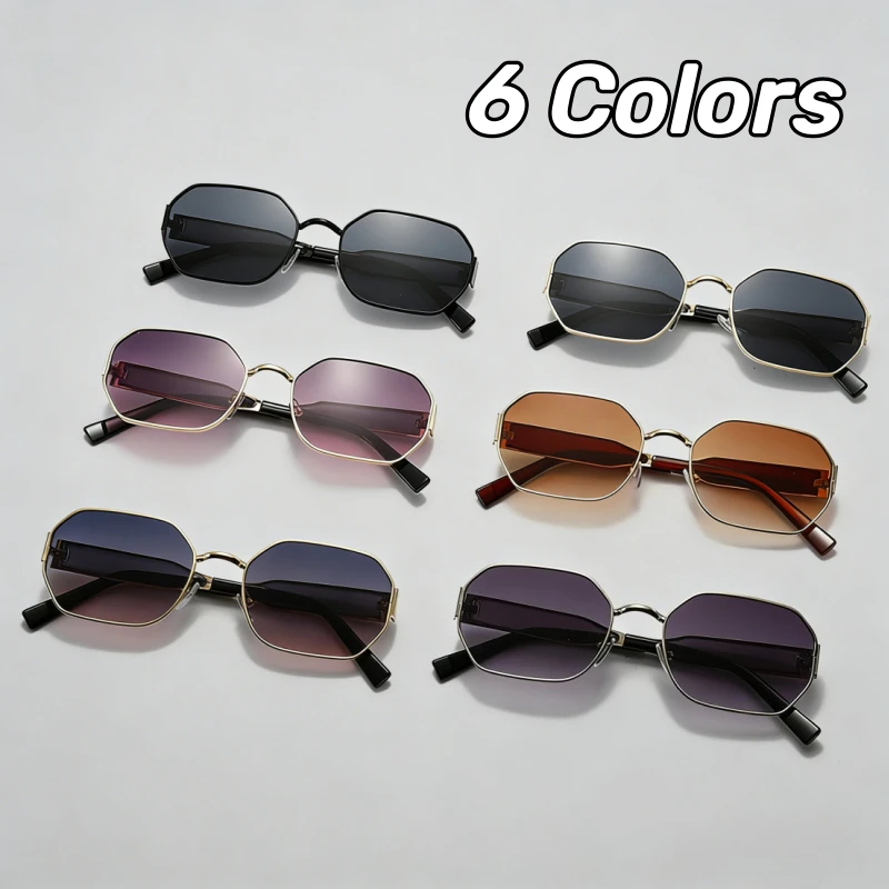 

Retro Metal Frame Rectangular Sunglasses Small-Frame Wide-Leg UV-Protective Women's Sun Glasses Unique and Fashionable Goggles