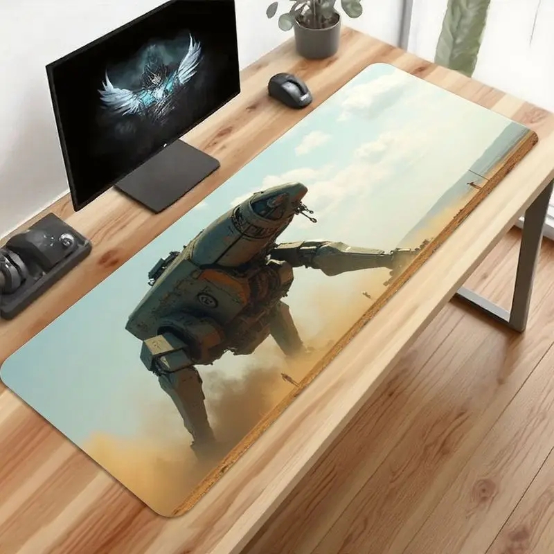 قطعة واحدة من لوحة ماوس الألعاب Sci-Fi Desert Walker - حصيرة سطح المكتب غير قابلة للانزلاق بطباعة عالية الدقة لألعاب الكمبيوتر الملحمية وإعداد مكتب المكتب. الكمال ش آر