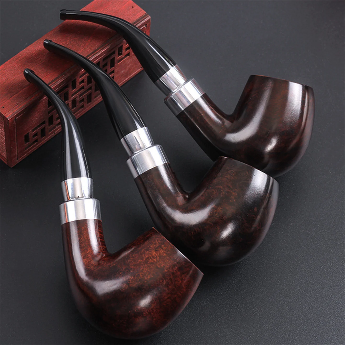 Army Mount 9mm Filter Flue Bruyere Wood Pipe For Cut Tobacco Retro Gentleman Handmade Smoking Pipe With Accessory Father\'s Gift