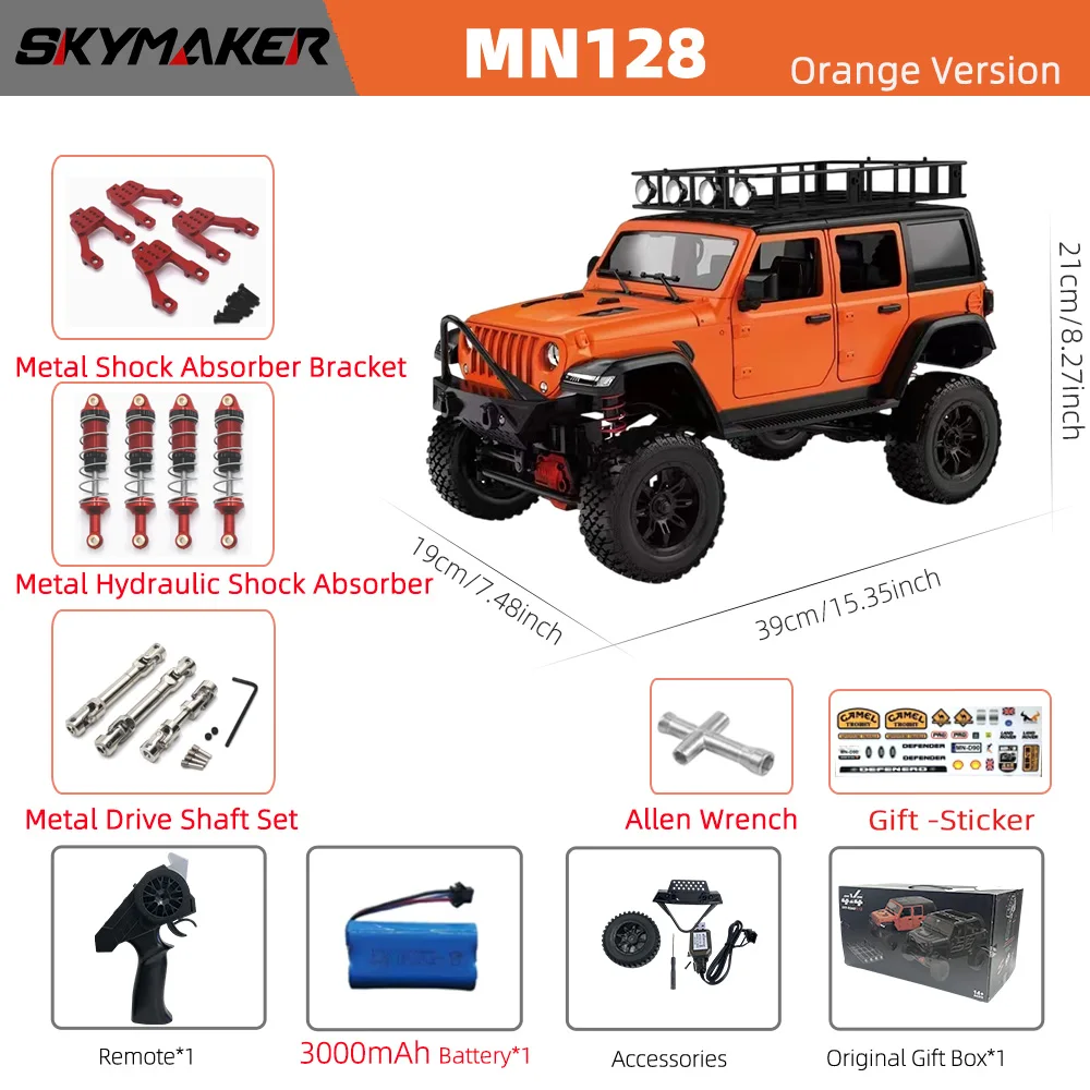 MN128 1/12 RC Car 4WD Jeep Model 2.4G Remote Control LED Light 4X4 Off Road 4WD Climbing RC Truck Electric Toy Car Gift for Boy image 3