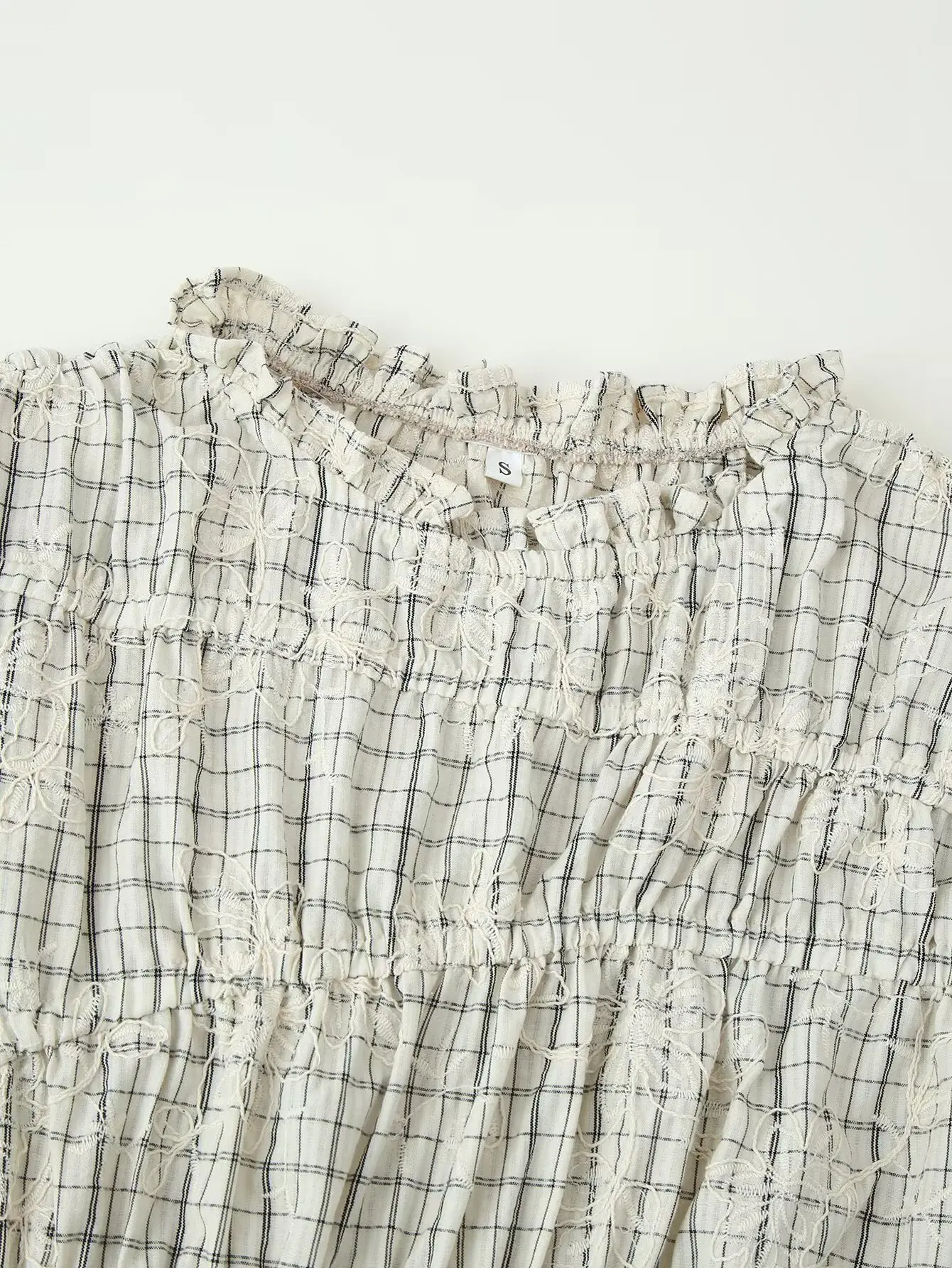 Spring Plaid Embroidered Bow Short Sleeve Blouse Tops and A-line Side Zipper Skirt Women Casual Office Lady Daily Commuting Set