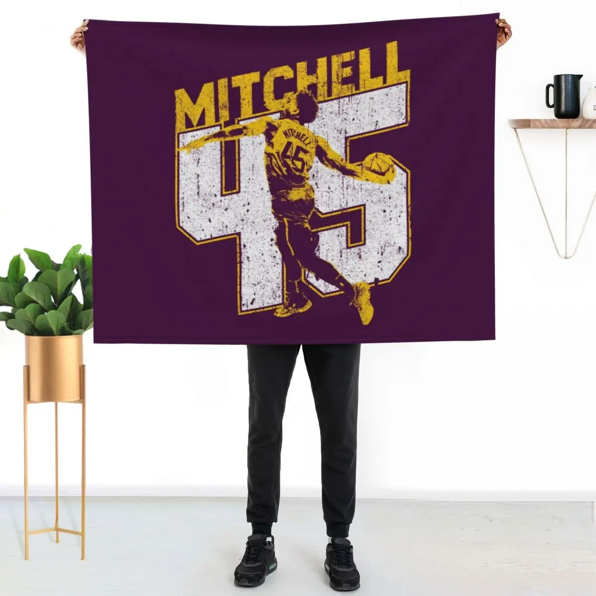Donovan Mitchell Throw Blanket Soft Plush Plaid Baby Plaid Polar Travel Camping Blankets