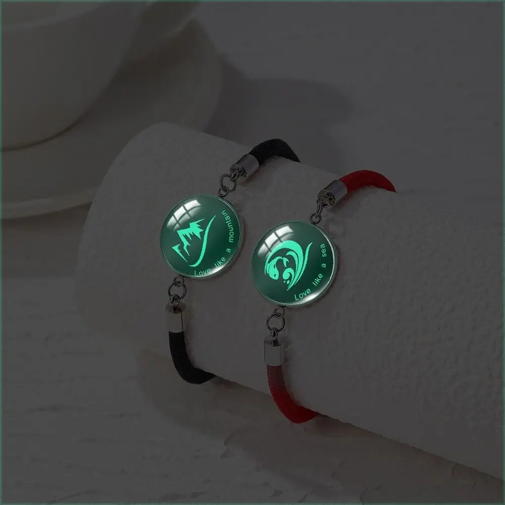 

2Pcs Romantic Couple Bracelet Adjustable Sun and Moon Lovers Woven Bracelet Stainless Steel Glow in The Dark Charm Bracelet Gift