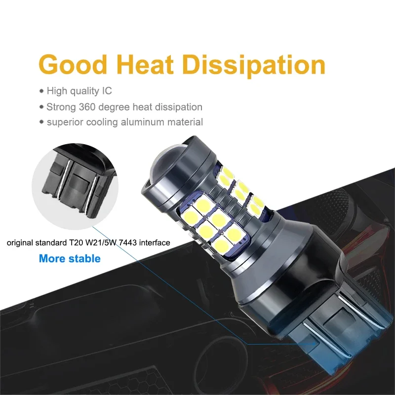 

2Pcs 1156 P21W PY21W BAY15D 1157 T20 LED 7440 WY21W W21W Led Bulbs 7443 W21/5W LED Backup Reverse Lamps 3030SMD Reversing Lights