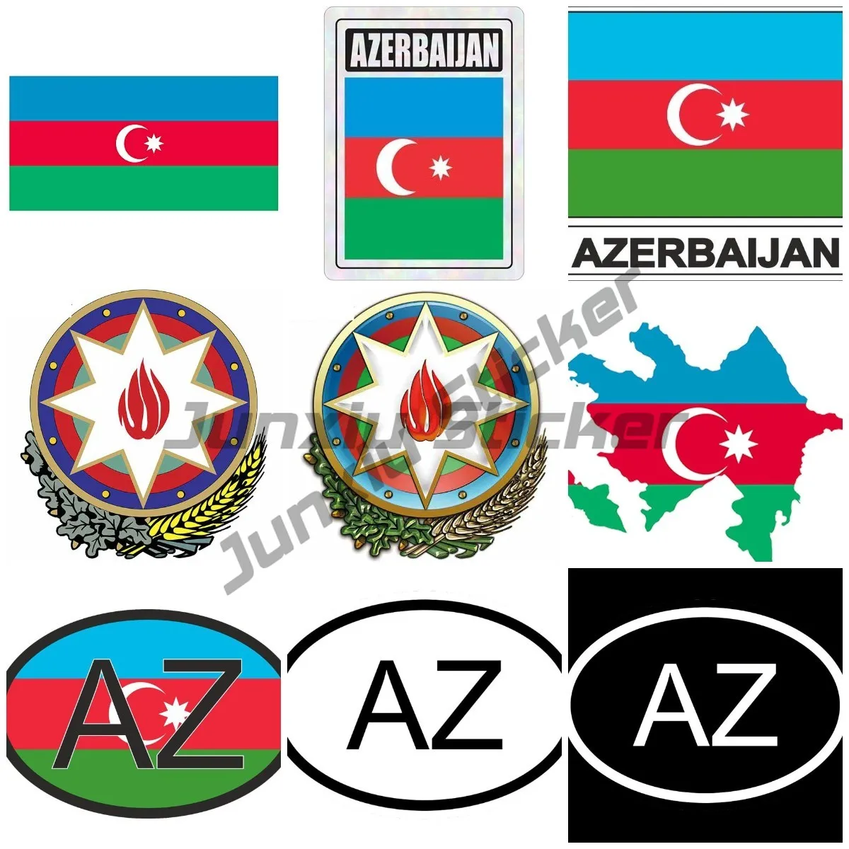 

AZ Azerbaijan National Flag Emblem Emblem National Code Sticker Accessories Vehicle Body Bicycle Vinyl Waterproof and Car Sticke