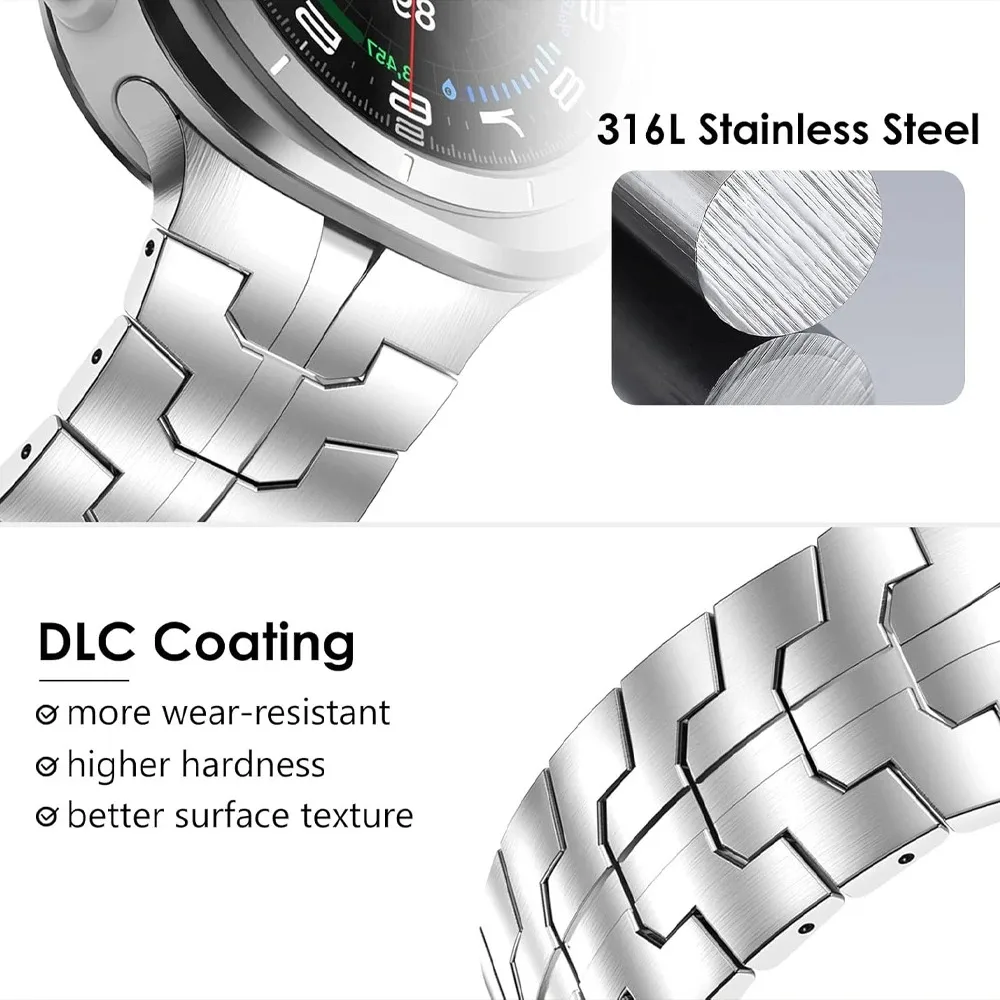 حزام معدني من الفولاذ المقاوم للصدأ لساعة سامسونج جالاكسي 8/8 كلاسيكي 40 مللي متر 44 مللي متر 46 مللي متر سوار لساعة جالاكسي 8 حزام كلاسيكي