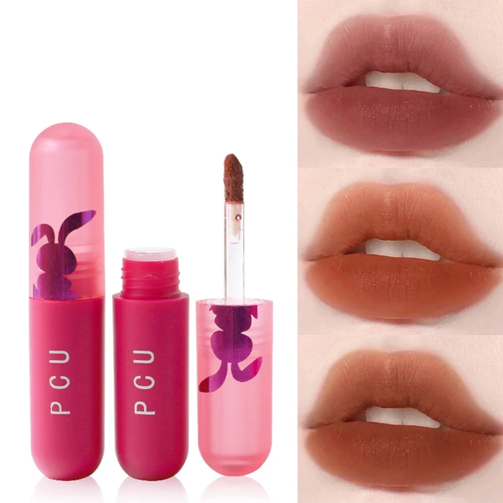 2024 neue süße Kaninchen flüssigen Lippenstift wasserdicht matt nackt Lippenstift Pigment Rose lila rot lang anhaltende Lip gloss Frauen Make-up