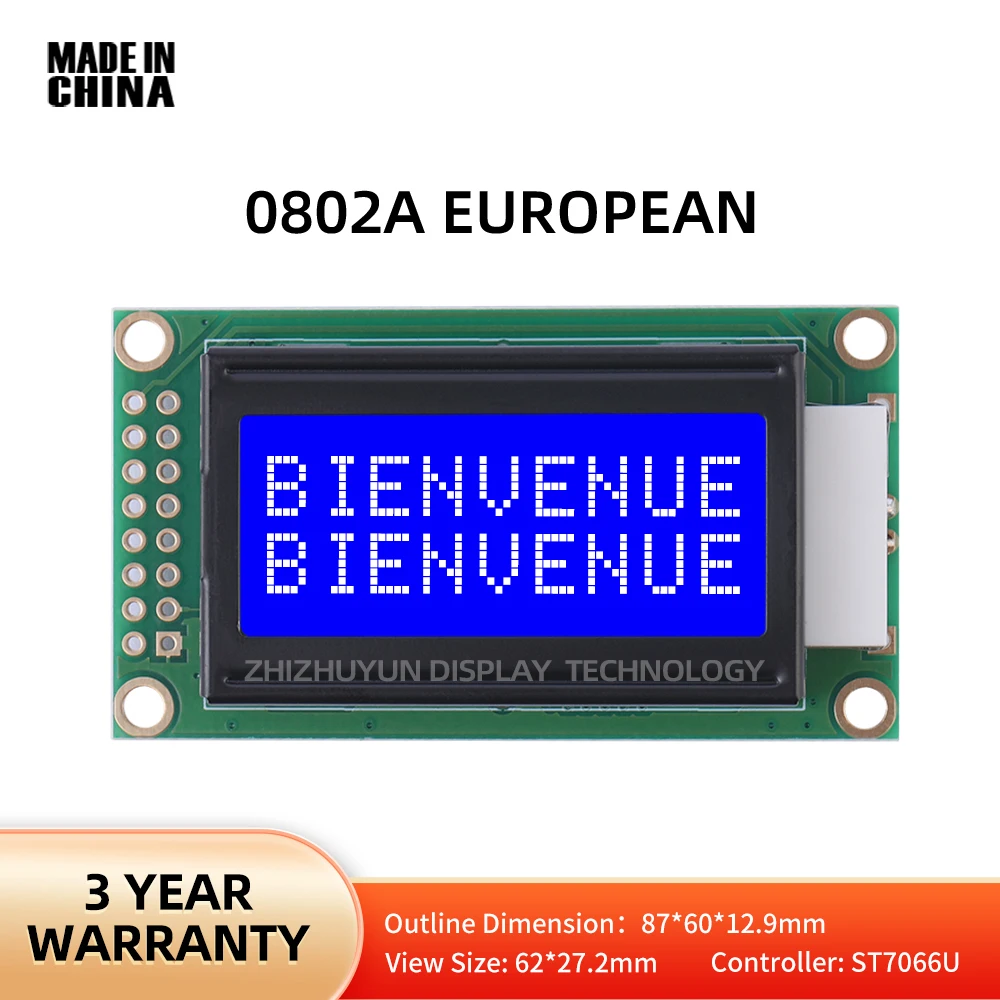 Lcd0802B European LCD Display Blue Film LCD8X2 Character LCD Screen LCD Display Module 16PIN