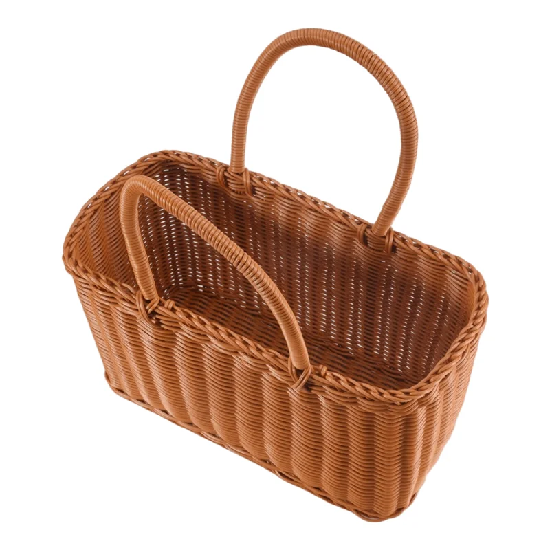 AC52-Home Shopping Basket Hand Vegetable Basket Decorative Woven Basket Flower Arrangement Basket Imitating Rattan Picnic Bag