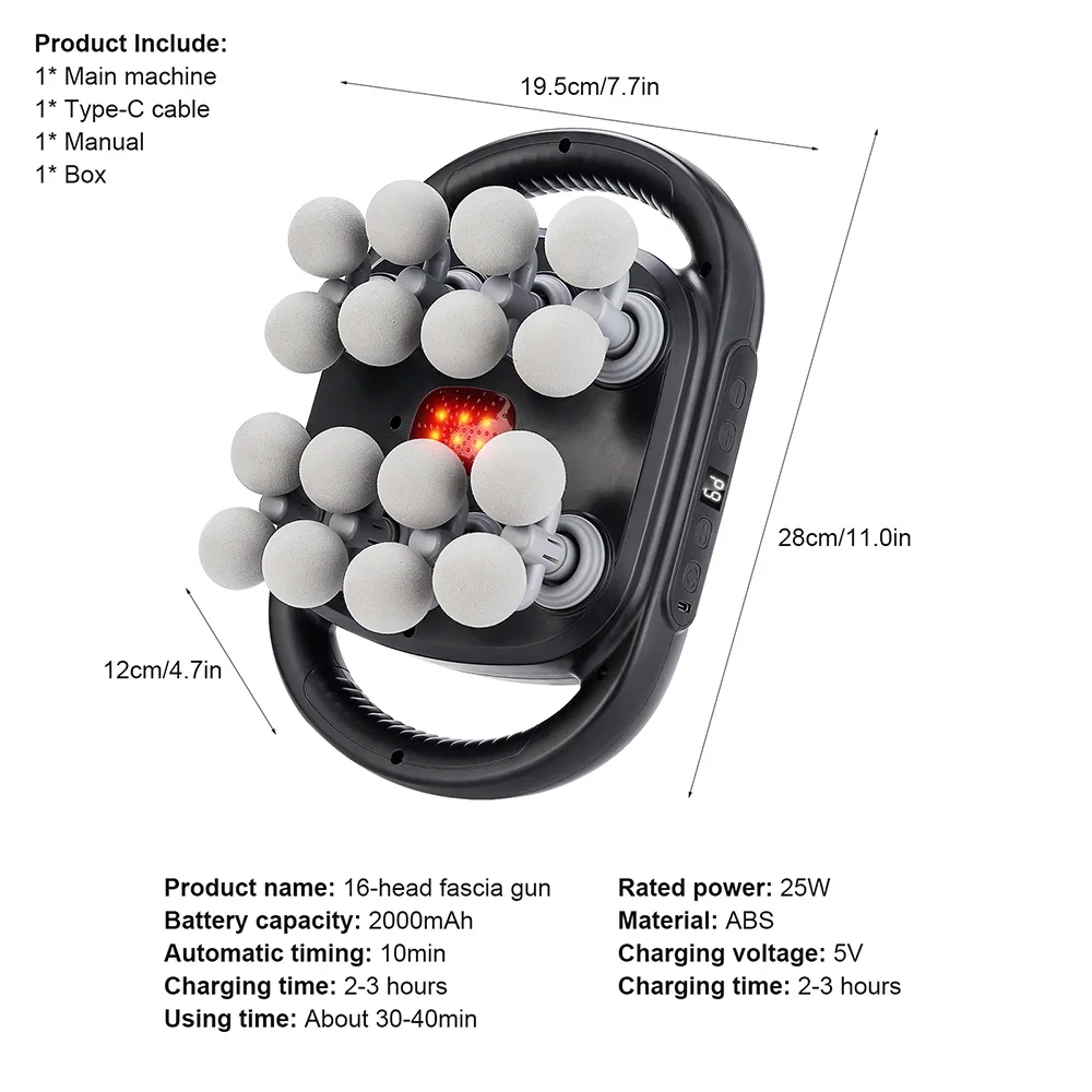 Customizable 16-Head Fascia Gun High-Frequency Vibration Body Massage Gun Waist and Back  Massager Neck Shoulder Massager