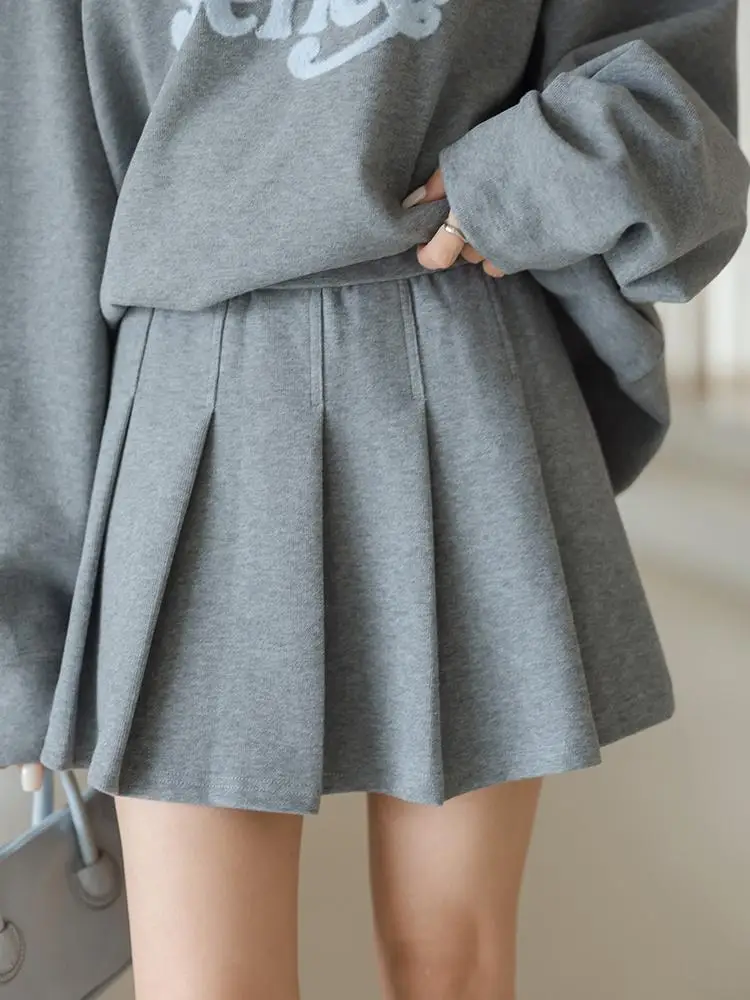 

Женская юбка А-силуэта с высокой талией, новая весенняя коллекция, короткая плиссированная юбка в корейском стиле, стройнящая, для офиса, из смесового хлопка