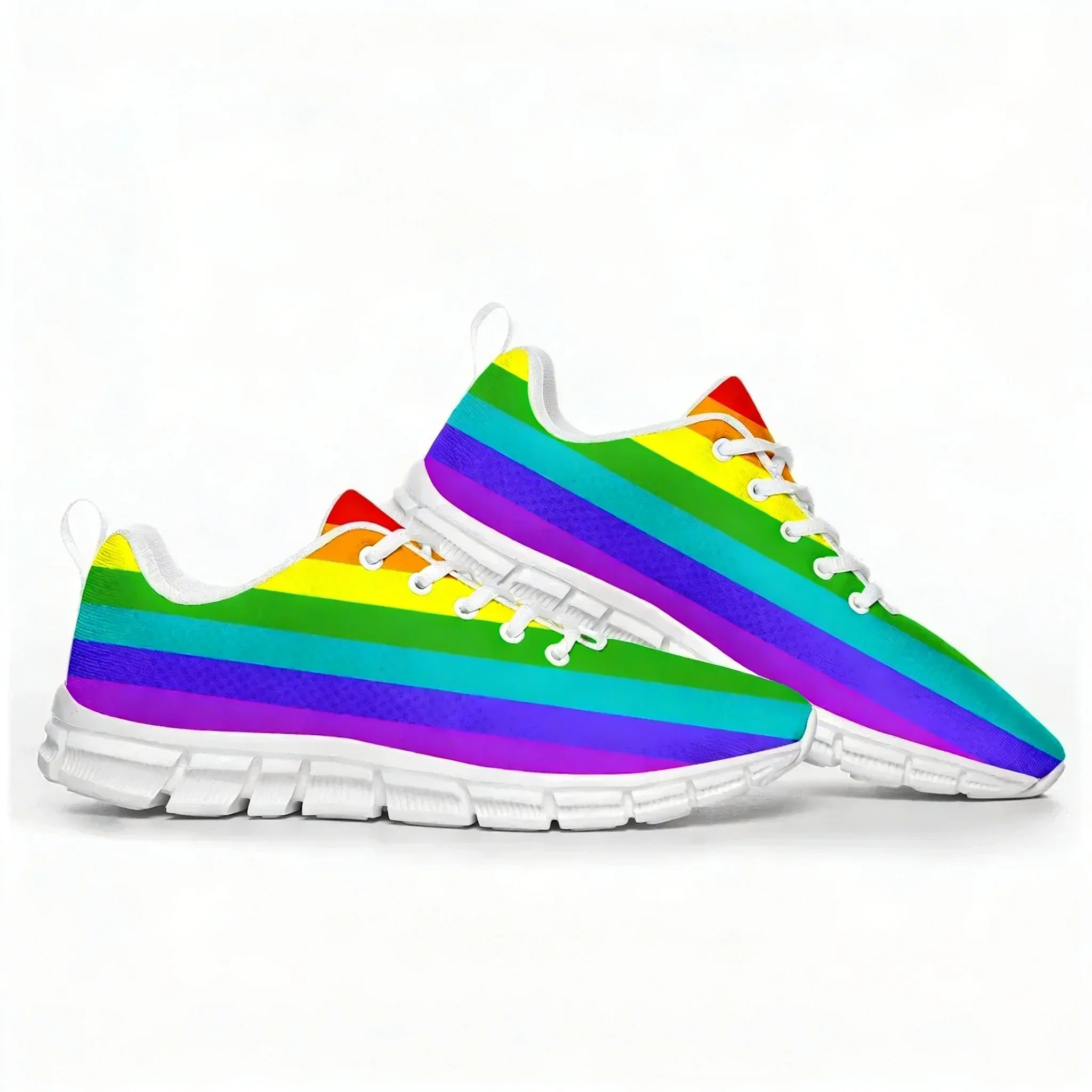 Rainbow Flag Pattern Pop Sports Shoes Mens Womens  Sneakers Casual Custom High Quality Couple Shoes White