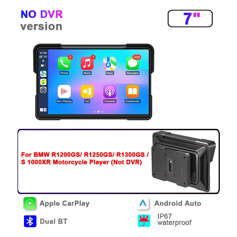 Srnubi 7 "Motorfiets Radio Voor BMW R1200GS/R1250GS/R1300GS/S1000XR Navigatie GPS CarPlay Android Auto Spiegel Airplay Stereo