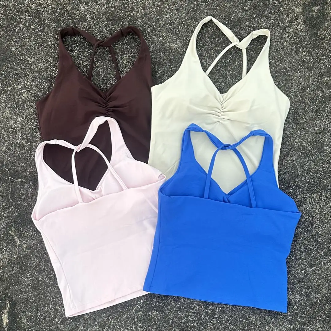 Solid Color High Strength Women Cross Fitness Sport Bra Soft Tank Top Comprehensive Training Gym Yoga Underwear With Chest Pad