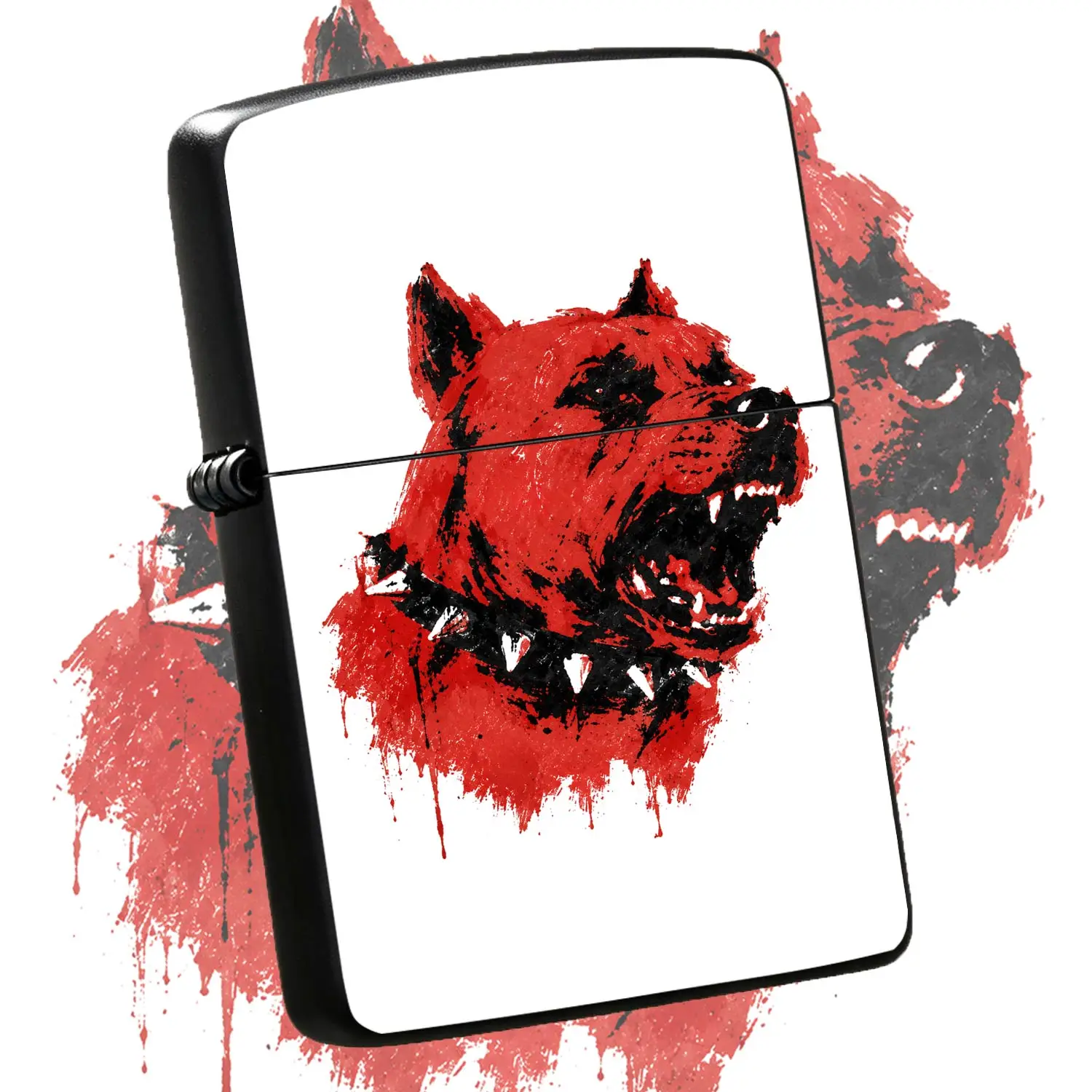 Stylish Red Black Fierce Dog Graffiti Portable Igniter, Practical Daily Carry Ignition Tool for Outdoor Travel, Cool Creative Multi-scene Usable Unique Gift for Friends, Fashion Trendy Versatile Accessory for Daily Use A Humorous And Inter